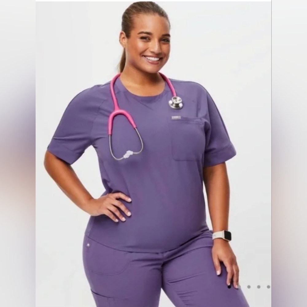 Figs Amethyst Kaumba Raglan Scrub Top